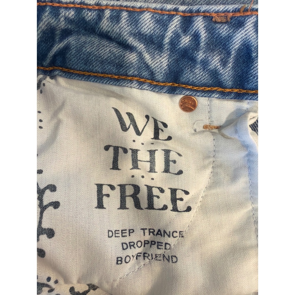 We The Free Wide Leg Jeans Women 27 Blue Acid Wash High Rise Denim - Picture 10 of 11
